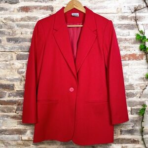 Vintage Wool Blend Boxy Oversized Longline Single Button Lined Boyfriend Blazer
